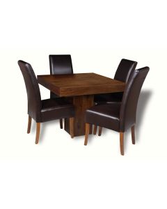 Mango 90cm Cube Dining Table & 4 Madrid Chairs