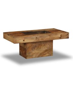 Light Mango Wood Glass Topped Coffee Table