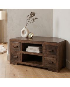 Mango Wood 115cm Corner TV Unit