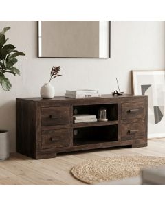 Mango Wood Walnut 125cm Media Unit