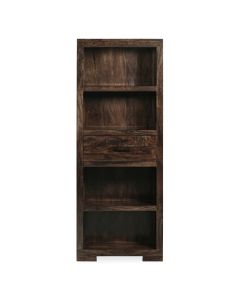 Mango Wood Walnut 65cm 1 Drawer Bookcase