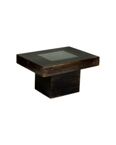 Mango Wood Walnut 85cm Glass Topped Coffee Table 