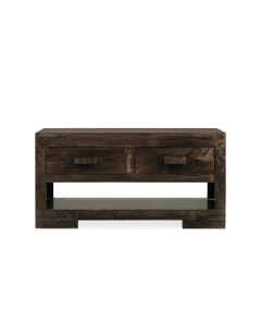 Mango Wood Walnut 90cm 2 Drawer Coffee Table