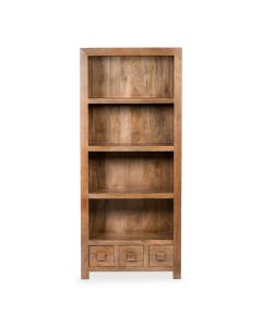 Oak Dakota Mango Wood 76cm 3 Drawer Bookcase