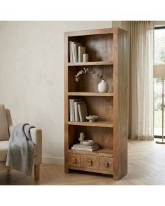 Oak Dakota Mango Wood 76cm 3 Drawer Bookcase