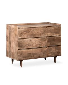 Oak Stain Scandi Mango 115cm 6 Drawer Sideboard - In Stock