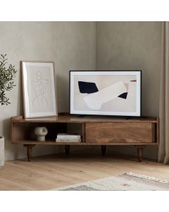 Oak Stain Scandi Mango 120cm Corner TV Unit - In Stock