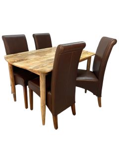 Scandi Mango 130cm Dining Table and 4 Rollback Chairs