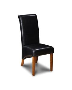 Black Leather Rollback Dining Chair-Rollback - Black