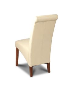 Cream Leather Rollback Dining Chair 