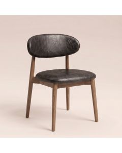 Scandi Black Faux Leather Oak Dining Chair