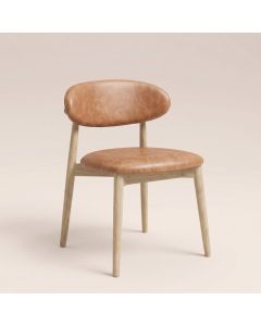 Scandi Tan Faux Leather Oak Dining Chair