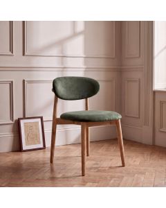Scandi Green Velvet Oak Dining Chair - Light Leg