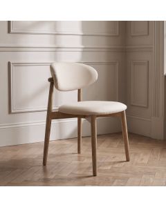Scandi Latte Fabric Oak Dining Chair (Light Leg) - In stock