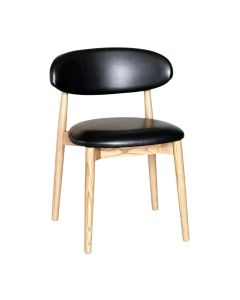 Scandi Black Faux Leather Oak Dining Chair (Light Leg) - Due 19th September