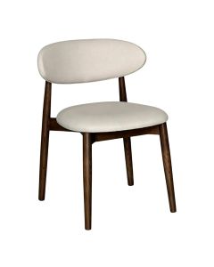Scandi Latte Fabric Oak Dining Chair (Dark Leg) - In stock
