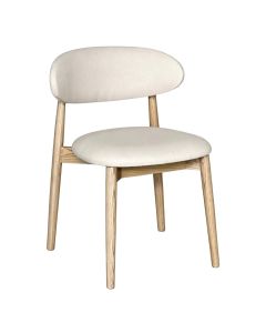 Scandi Latte Fabric Oak Dining Chair (Light Leg) - In stock