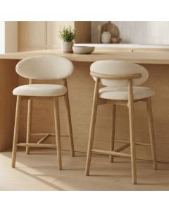 Scandi Cream Boucle CRIB 5 Bar Stool - Light Leg - Due 16th October