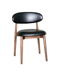 Scandi Black Faux Leather Oak Dining Chair - Due 18th September