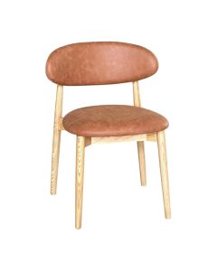 Scandi Tan Faux Leather Oak Dining Chair - Due 18th September