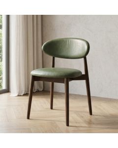 Scandi Green Faux Leather CRIB 5 Dining Chair - Dark Leg - Due 16th October