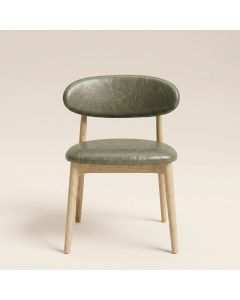 Scandi Green Faux Leather Oak Dining Chair