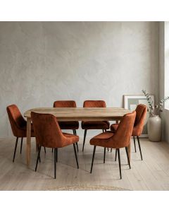 SCANDI MANGO 190CM DINING TABLE WITH 6 OLIVE GREEN HENLEY CHAIRS