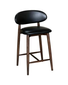 Scandi Black Faux Leather Oak CRIB 5 Bar Stool - Dark Leg - Due 19th October