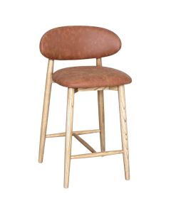 Scandi Tan Faux Leather Oak CRIB 5 Bar Stool - Light Leg - Due 19th October