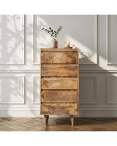 Scandi Mango 5 Drawer Tall Boy - In Stock