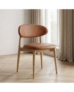 Scandi Tan Faux Leather Oak Dining Chair - Due 16th October