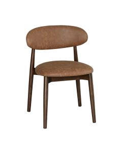 Scandi Tan Faux Leather Oak Dining Chair (Dark Leg) - Due 19th October