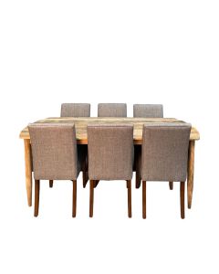 Scandi Mango 190cm Dining Table & 6 Milan Fabric Chairs