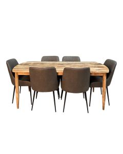 Scandi Mango 190cm Dining Table & 6 Henley Faux Leather Dining Chairs