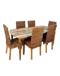 Scandi Mango 190cm Dining Table & 6 Rattan Chairs