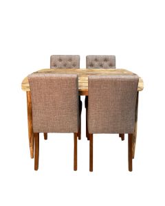 Scandi Mango 130cm Dining Table & 4 Milan Button Dining Chair