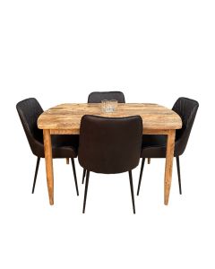 Scandi Mango 130cm Dining Table & 4 Henley Faux Leather Dining Chairs