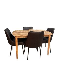 Scandi Mango 130cm Dining Table & 4 Henley Faux Leather Dining Chairs