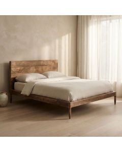 Oak Stain Scandi Mango Wood Bed Frame (3 Sizes) - In stock