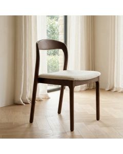 Stackable Oslo Cream Boucle Dark Leg Dining Chair - In Stock