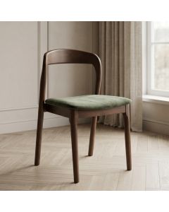 Stackable Oslo Green Velvet Dark Leg Dining Chair - In Stock