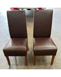 Ex Dispaly Antique Brown Leather Madrid Dining Chairs (Dark Leg) - Set of Two