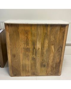 Flute Light Mango Wood Marble Top Sideboard With Optional Gold Base - One available