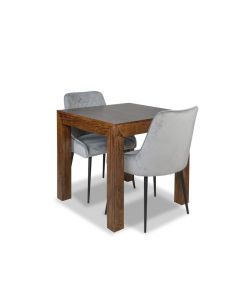 Extra Small Dakota Dining Table & 2 Henley Velvet Chairs-French Grey