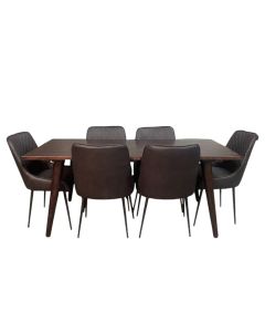 Vintage Mango 180cm DIning Table & 6 Henley Faux Leather Dining Chairs