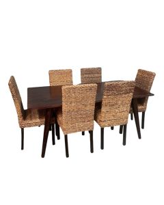 Vintage Mango 180cm Dining Table & 6 Rattan DIning Chairs