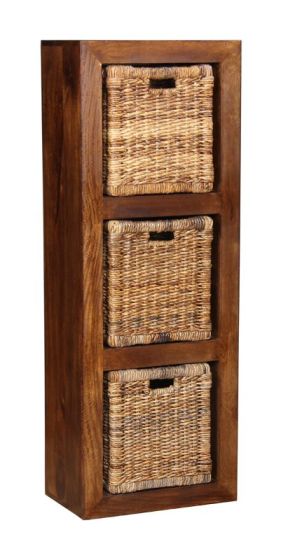 Dakota Triple Storage Cube with 3 Rattan Baskets