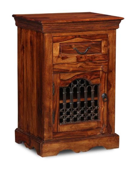 Jali Sheesham - Cabinet with Drawer - Honey- Last One Remaining