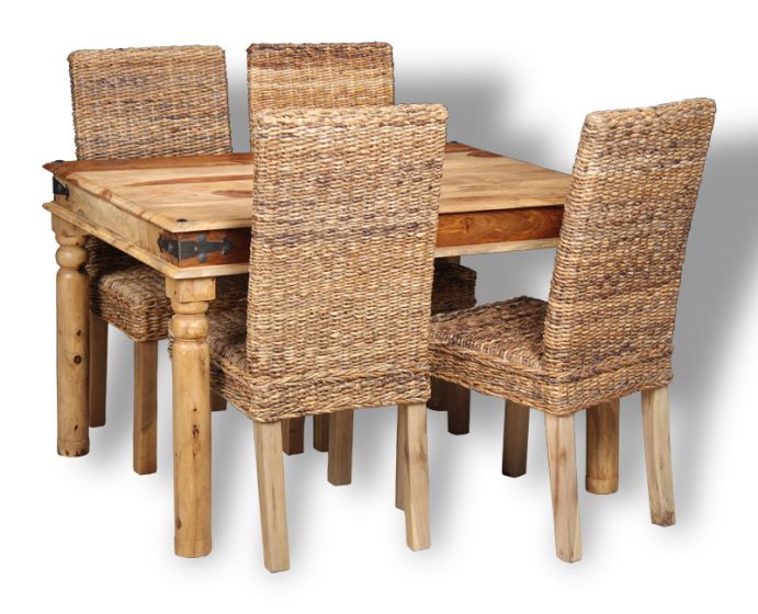 Jali Light 120cm Dining Table & 4 Rattan Chairs