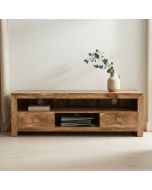 Light Dakota Mango Wood 145cm 2 Drawer Media Unit - Due 8th September